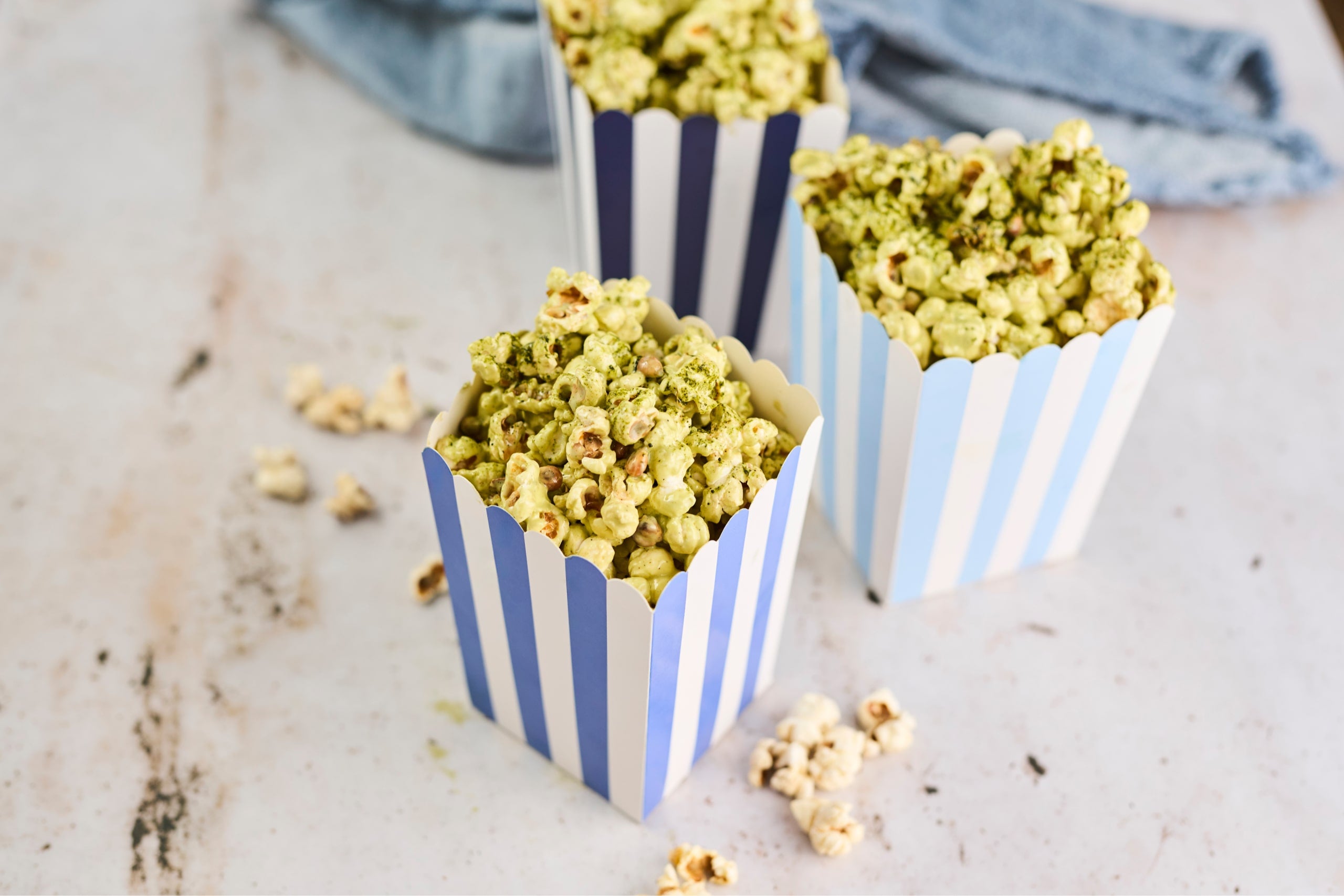 popcorn z matchą
