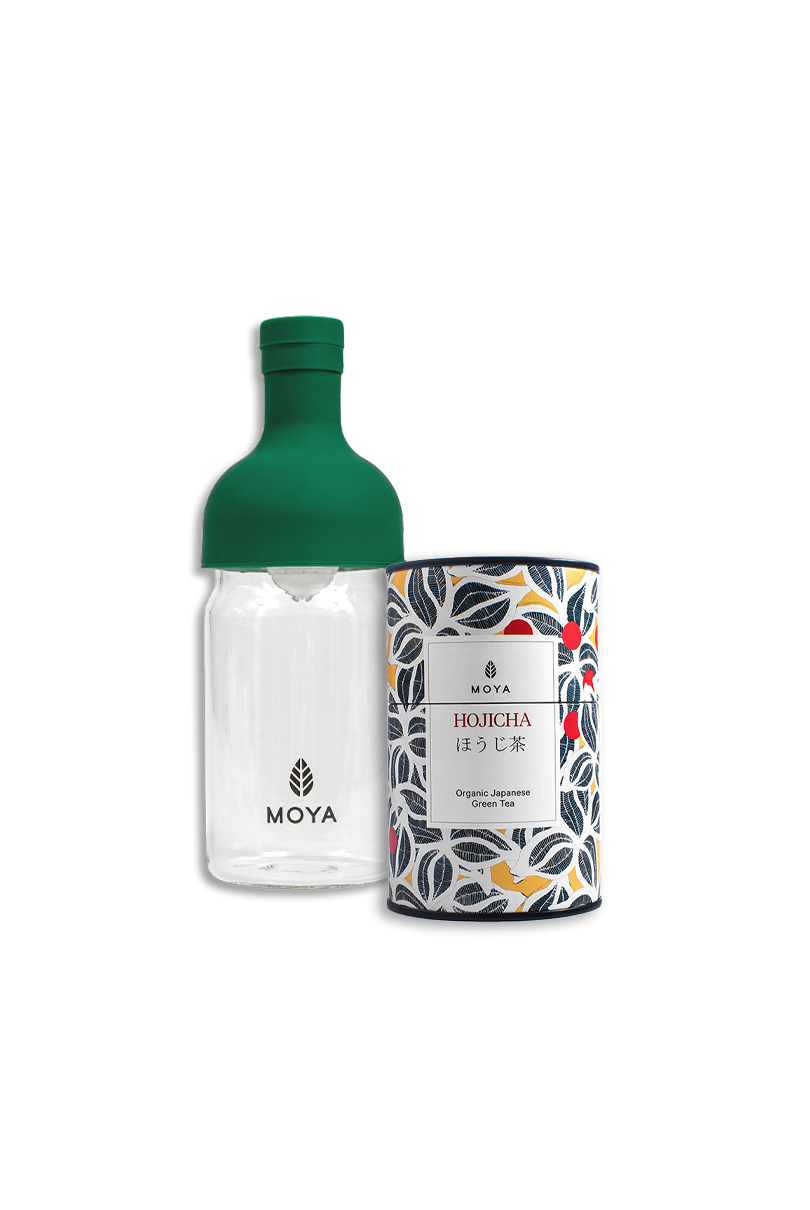 Zestaw Cold Brew - Butelka 350ml & Moya Hojicha 60g