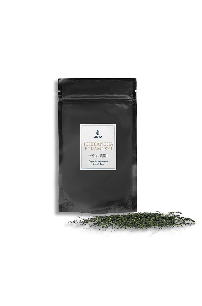 Moya Ichibancha Fukamushi organiczna japońska zielona herbata premium 50g