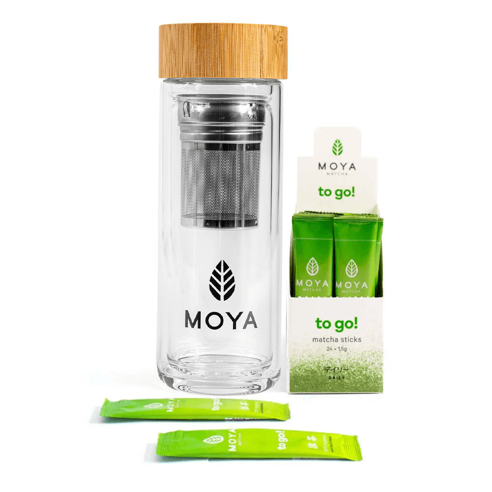 Moya Matcha - 1, 2, 3 and Our Moya Matcha Glass Shaker is back in town!  How do You like its new revamped appearance? Once again You can take your  matcha and