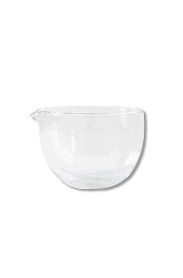 Glass matcha bowl with a spout