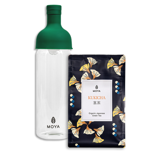 Cold Brew Tea Set - 750ml Bottle & 100g Moya Kukicha